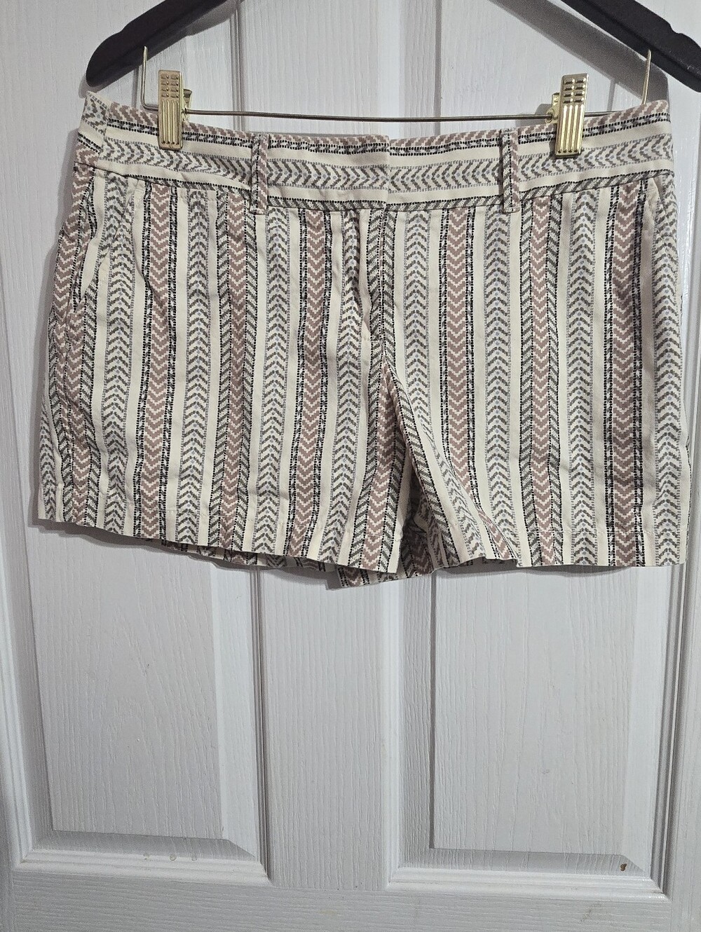 Striped Cotton Blend Women’s Shorts - Pink/Black/White